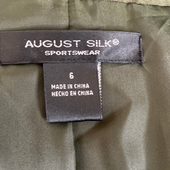 August Silk Blazer Womens 6 Velour Forest Green 3 Button - Picture 5 of 14